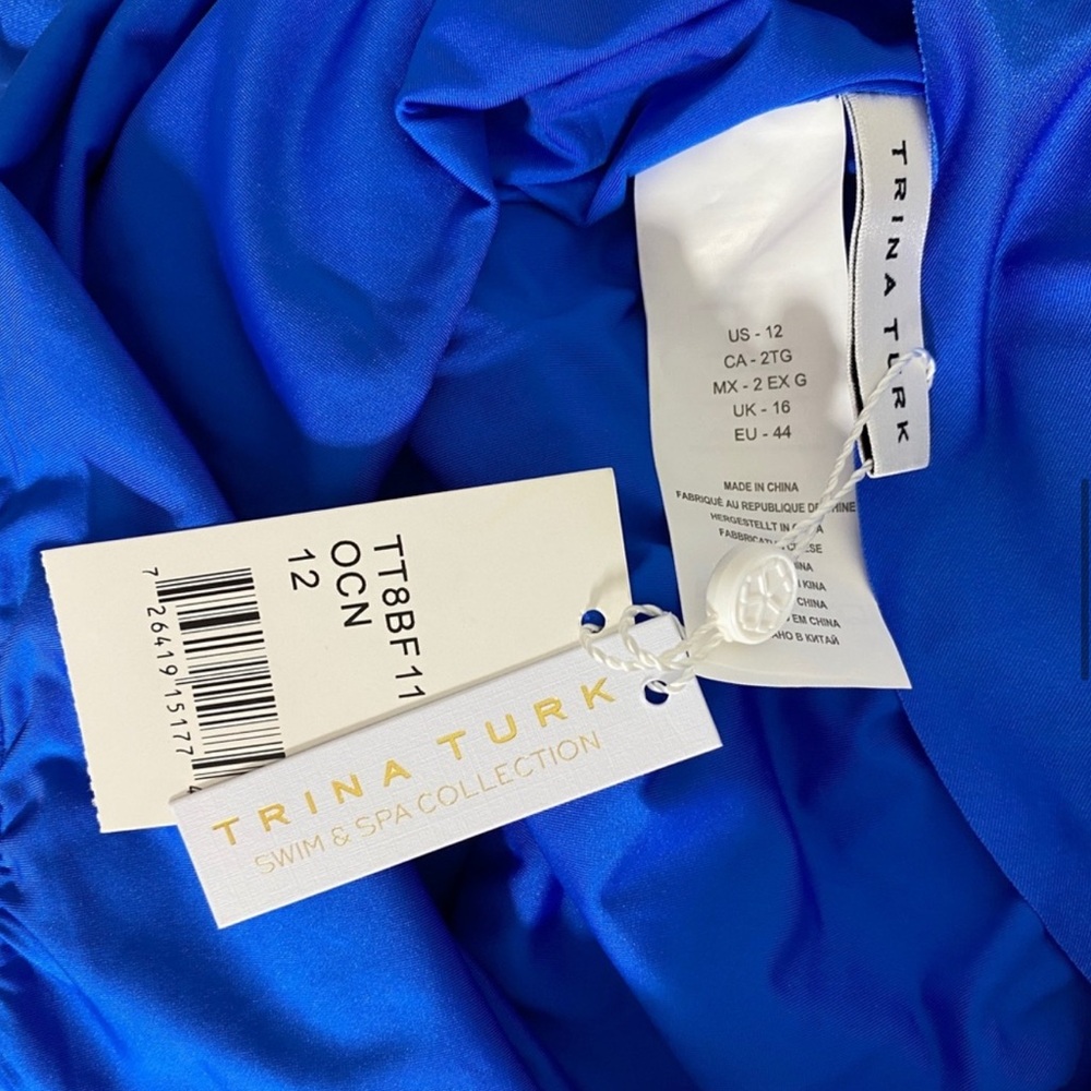 Elegant Off-Shoulder Blue Swimsuit NWT - Picture 5 of 9